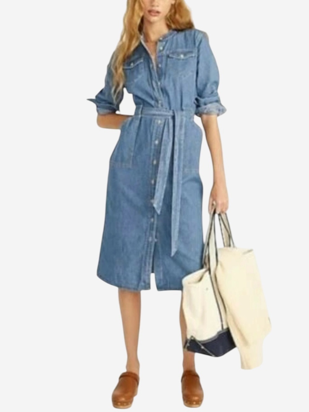 J Crew Western Indigo Denim Midi Shirt Dress Size 2 Blue Belted Long Sleeve - Picture 2 of 13